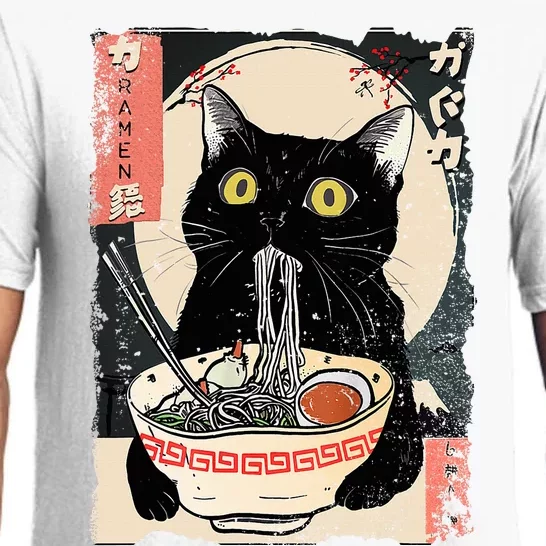 Kawaii Cat Eating Ramen Noodles Funny Anime Pajama Set