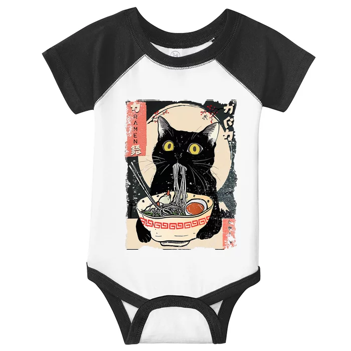 Kawaii Cat Eating Ramen Noodles Funny Anime Infant Baby Jersey Bodysuit