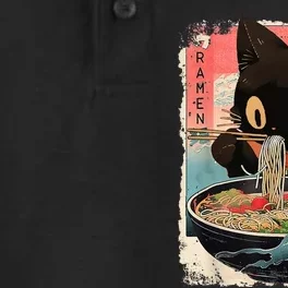 Kawaii Cat Eating Ramen Noodles Anime Dry Zone Grid Performance Polo