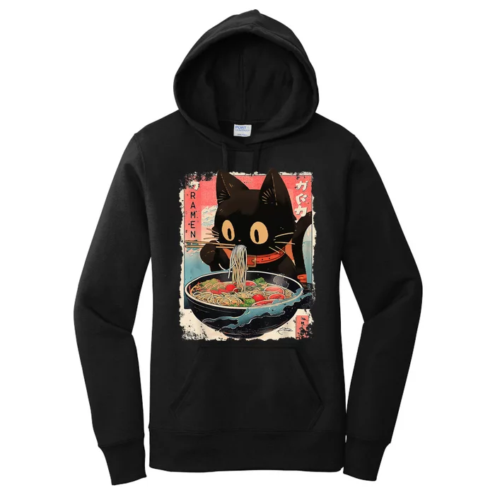 Kawaii Cat Eating Ramen Noodles Anime Women's Pullover Hoodie