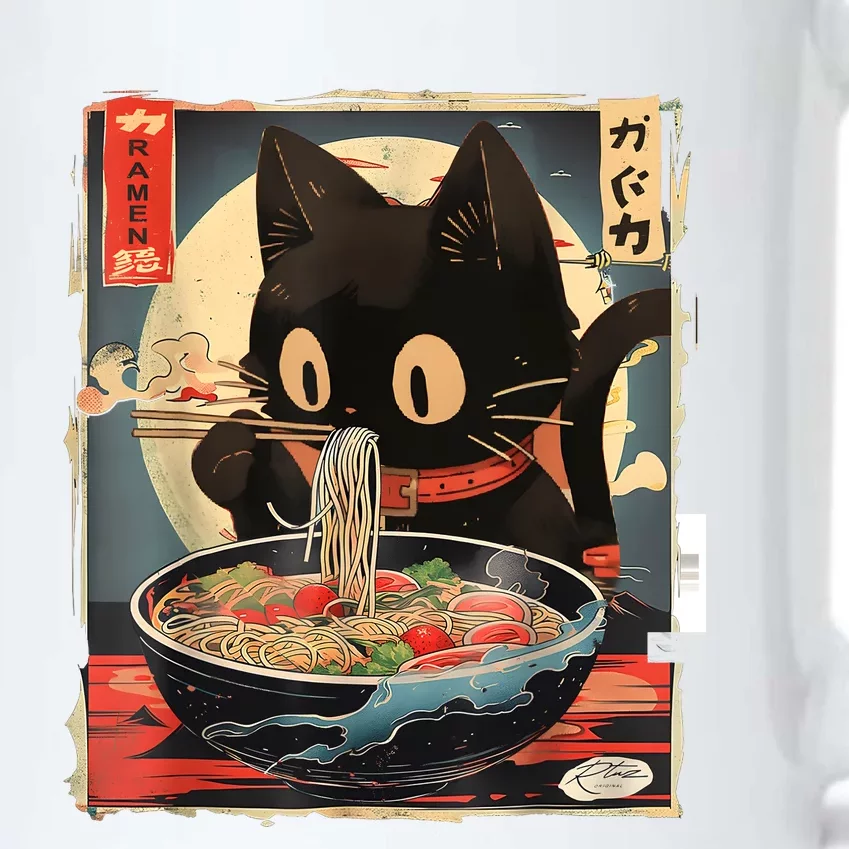 Kawaii Cat Eating Ramen Noodles Anime Gift Black Color Changing Mug