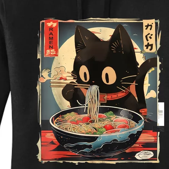 Kawaii Cat Eating Ramen Noodles Anime Gift Women's Pullover Hoodie