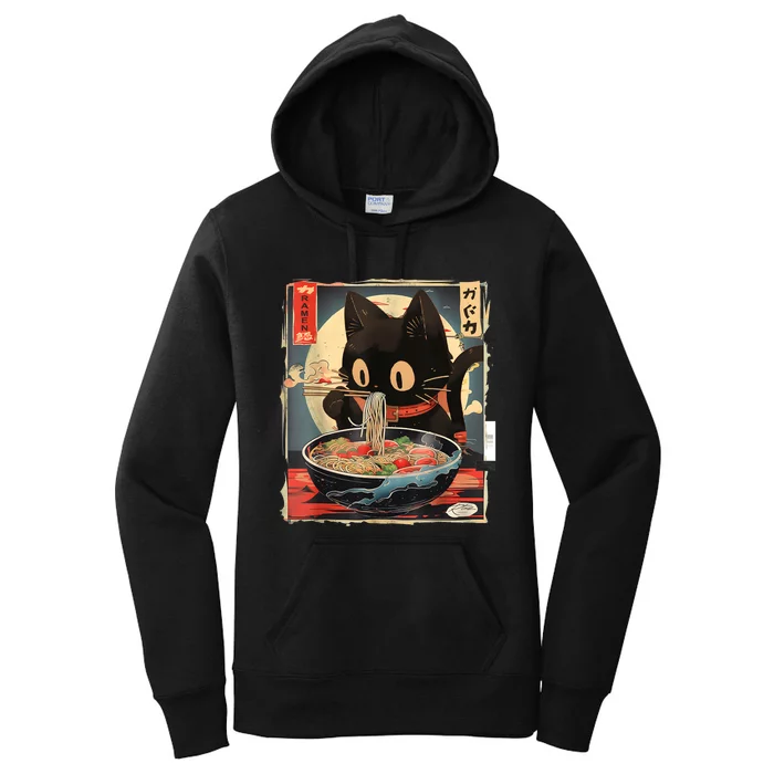 Kawaii Cat Eating Ramen Noodles Anime Gift Women's Pullover Hoodie