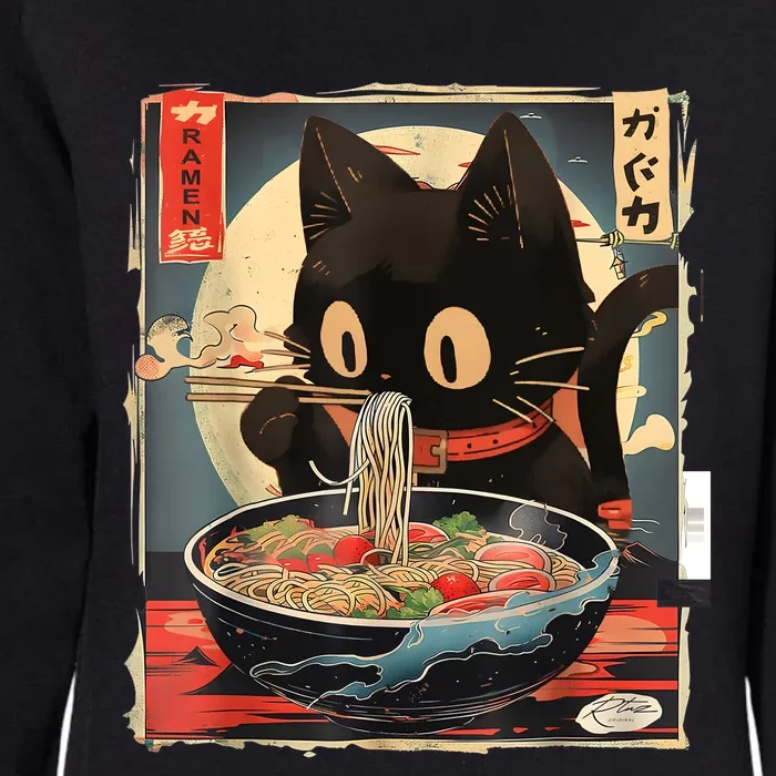 Kawaii Cat Eating Ramen Noodles Anime Gift Womens California Wash Sweatshirt