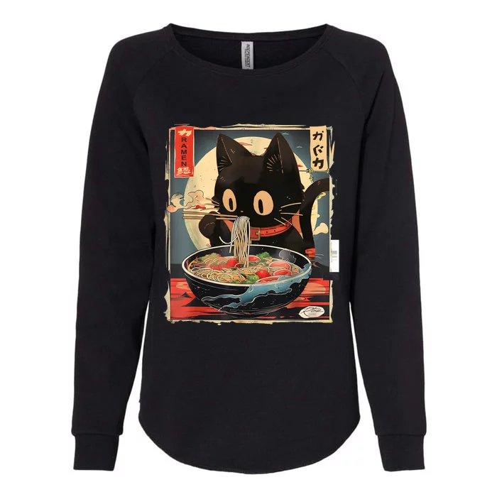 Kawaii Cat Eating Ramen Noodles Anime Gift Womens California Wash Sweatshirt