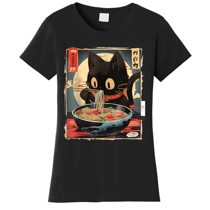 Kawaii Cat Eating Ramen Noodles Anime Gift Women's T-Shirt