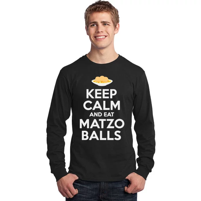 Keep Calm Eat Matzo Balls Funny Passover Jewish Tall Long Sleeve T-Shirt