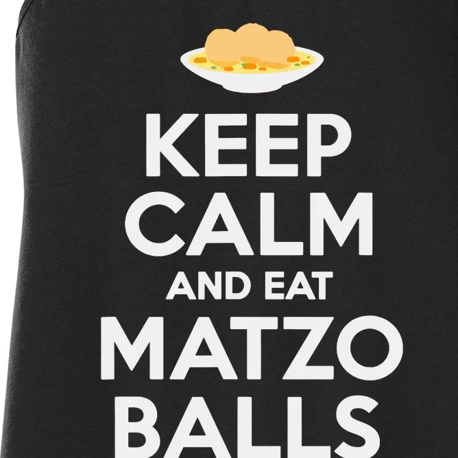 Keep Calm Eat Matzo Balls Funny Passover Jewish Women's Racerback Tank