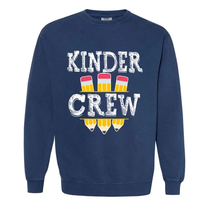 Kinder Crew Fun Kindergarten Squad Teacher 1st Day of School Garment-Dyed Sweatshirt