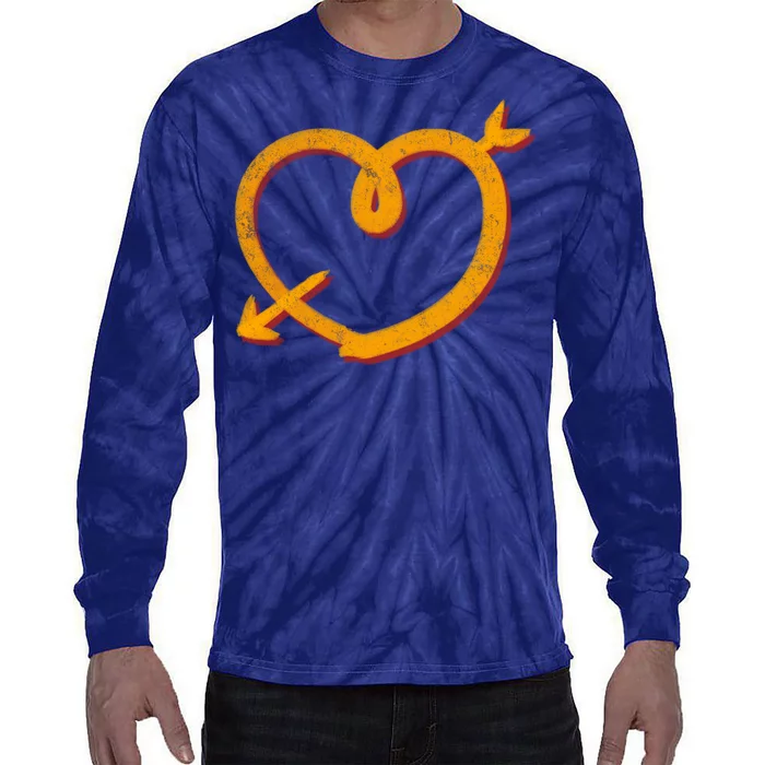 Kansas City Football Team Colors Heart Sports Fan Tie-Dye Long Sleeve Shirt