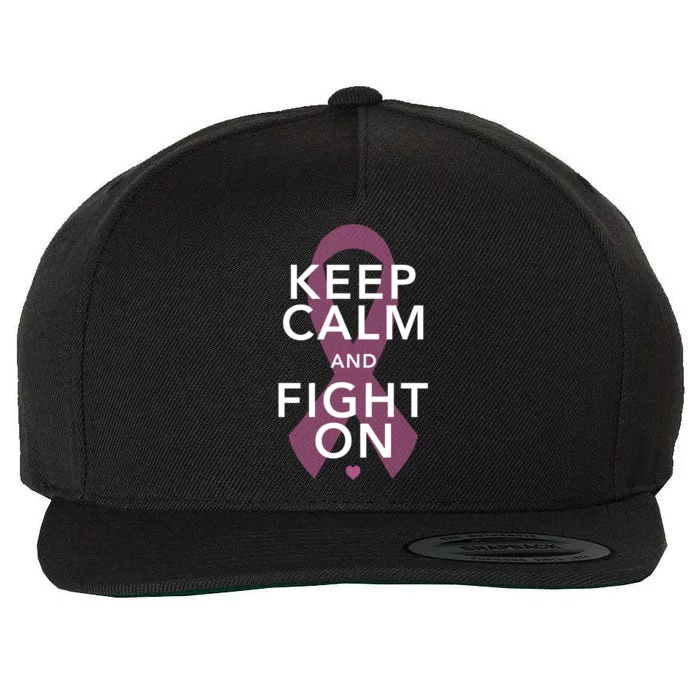 Keep Calm Fight On Cancer Funny Gift Wool Snapback Cap