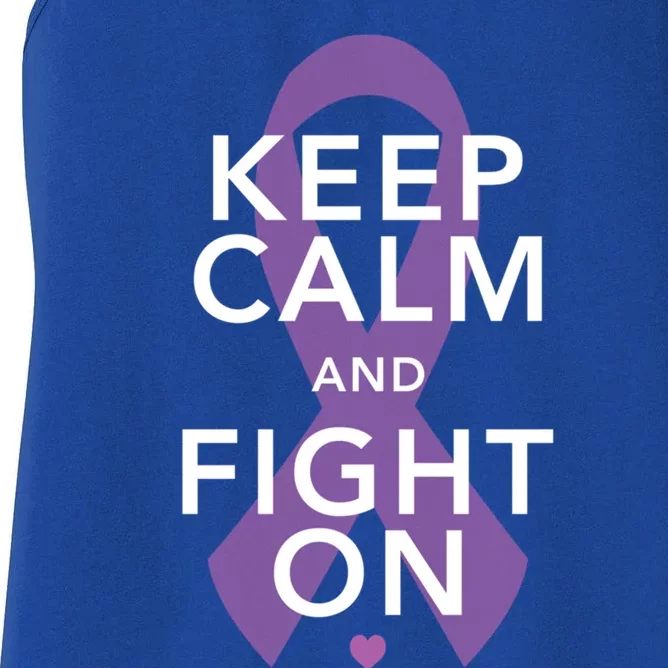 Keep Calm Fight On Cancer Funny Gift Women's Racerback Tank