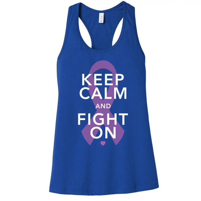 Keep Calm Fight On Cancer Funny Gift Women's Racerback Tank