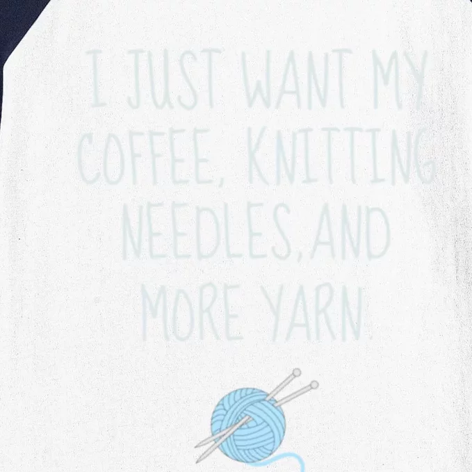 Knitting Coffee Funny Grandma Mom Crocheting Yarn Lover Gift Cute Gift Baseball Sleeve Shirt