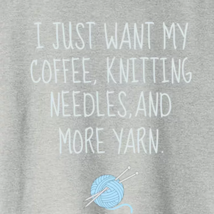 Knitting Coffee Funny Grandma Mom Crocheting Yarn Lover Gift Cute Gift Women's Crop Top Tee