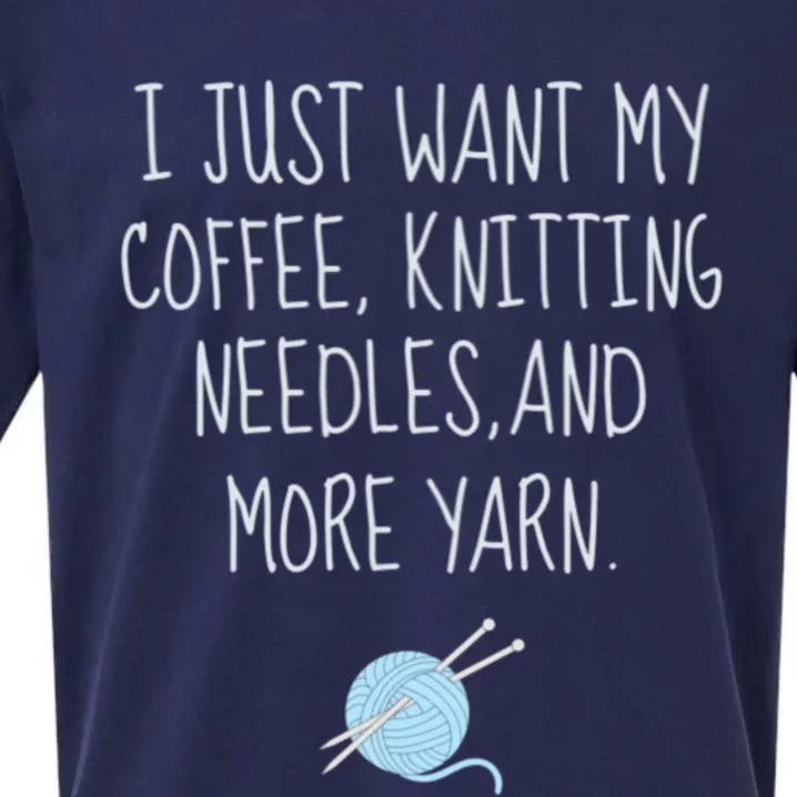 Knitting Coffee Funny Grandma Mom Crocheting Yarn Lover Gift Cute Gift Sueded Cloud Jersey T-Shirt