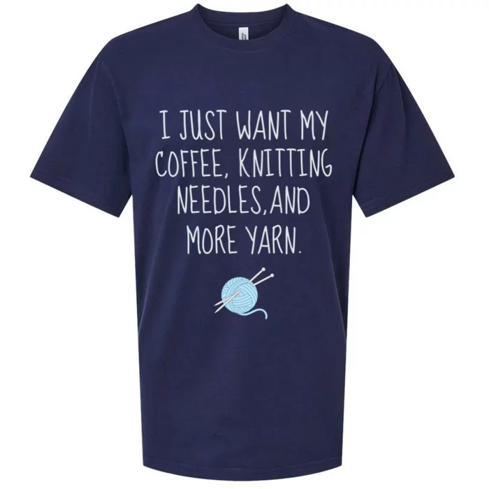 Knitting Coffee Funny Grandma Mom Crocheting Yarn Lover Gift Cute Gift Sueded Cloud Jersey T-Shirt