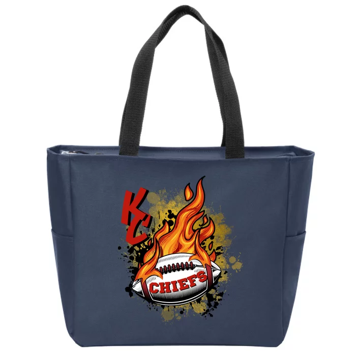 Kansas City Football Chiefs Final On Fire Zip Tote Bag