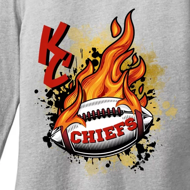 Kansas City Football Chiefs Final On Fire Womens CVC Long Sleeve Shirt