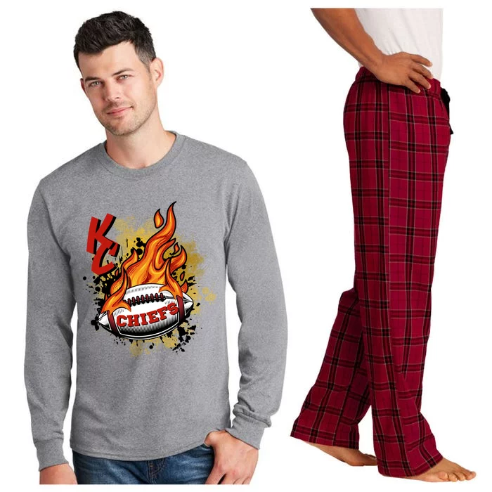 Kansas City Football Chiefs Final On Fire Long Sleeve Pajama Set