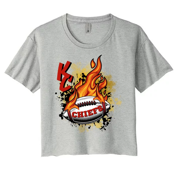 Kansas City Football Chiefs Final On Fire Women's Crop Top Tee