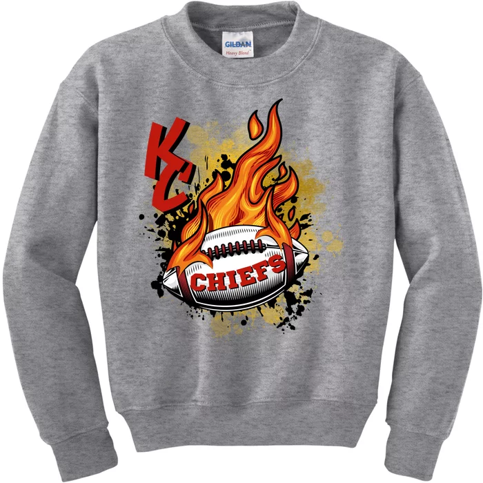 Kansas City Football Chiefs Final On Fire Kids Sweatshirt