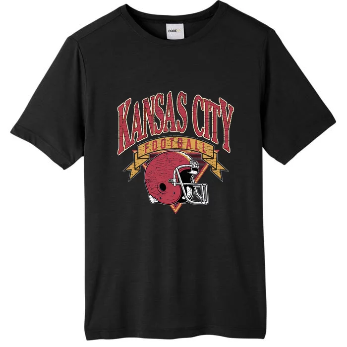 Kansas City Football Helmet Retro Game Day Kansas City Football Team ChromaSoft Performance T-Shirt