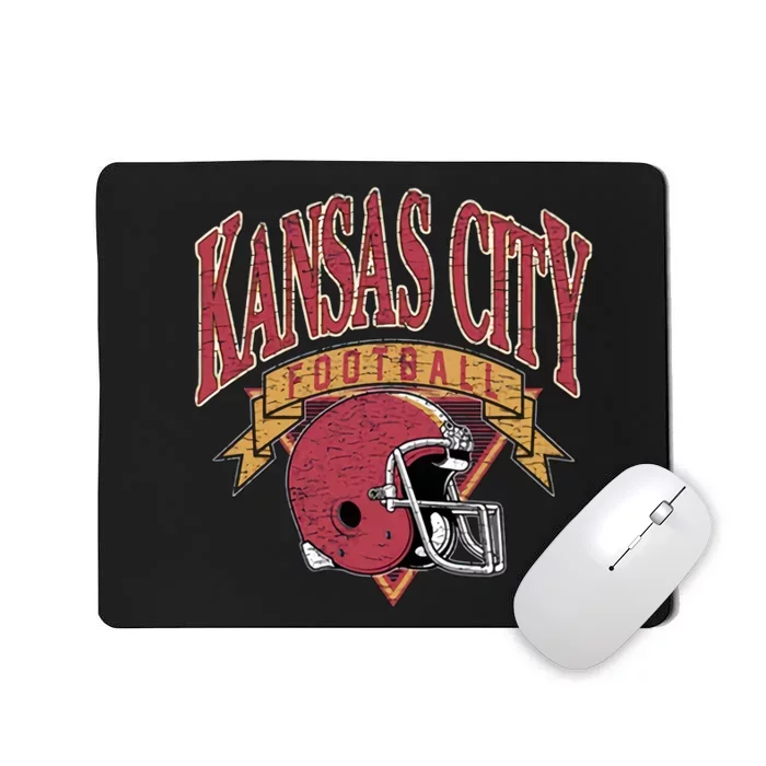 Kansas City Football Helmet Retro Game Day Kansas City Football Team Mousepad