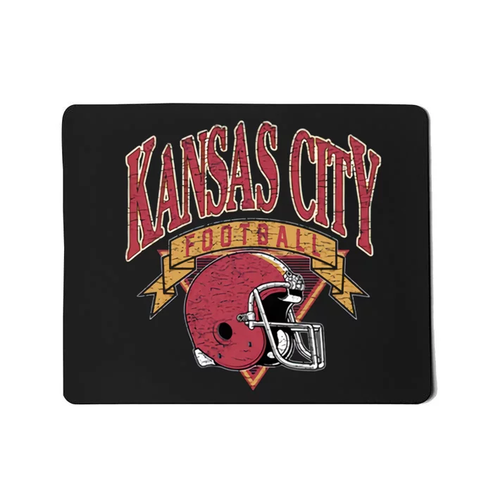 Kansas City Football Helmet Retro Game Day Kansas City Football Team Mousepad