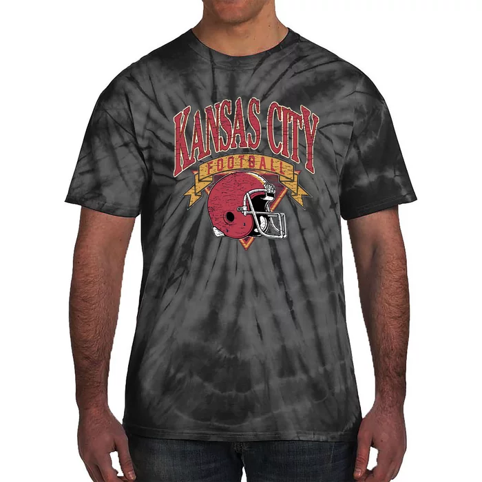 Kansas City Football Helmet Retro Game Day Kansas City Football Team Tie-Dye T-Shirt