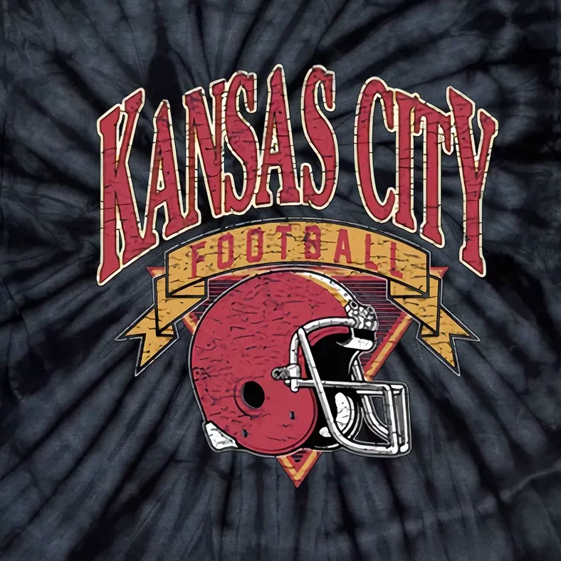 Kansas City Football Helmet Retro Game Day Kansas City Football Team Tie-Dye T-Shirt