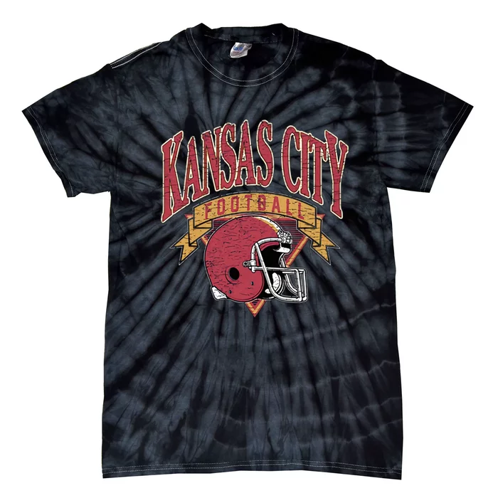 Kansas City Football Helmet Retro Game Day Kansas City Football Team Tie-Dye T-Shirt