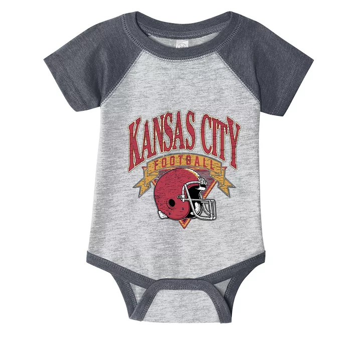 Kansas City Football Helmet Retro Game Day Kansas City Football Team Infant Baby Jersey Bodysuit