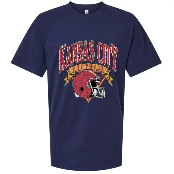 Kansas City Football Helmet Retro Game Day Kansas City Football Team Sueded Cloud Jersey T-Shirt