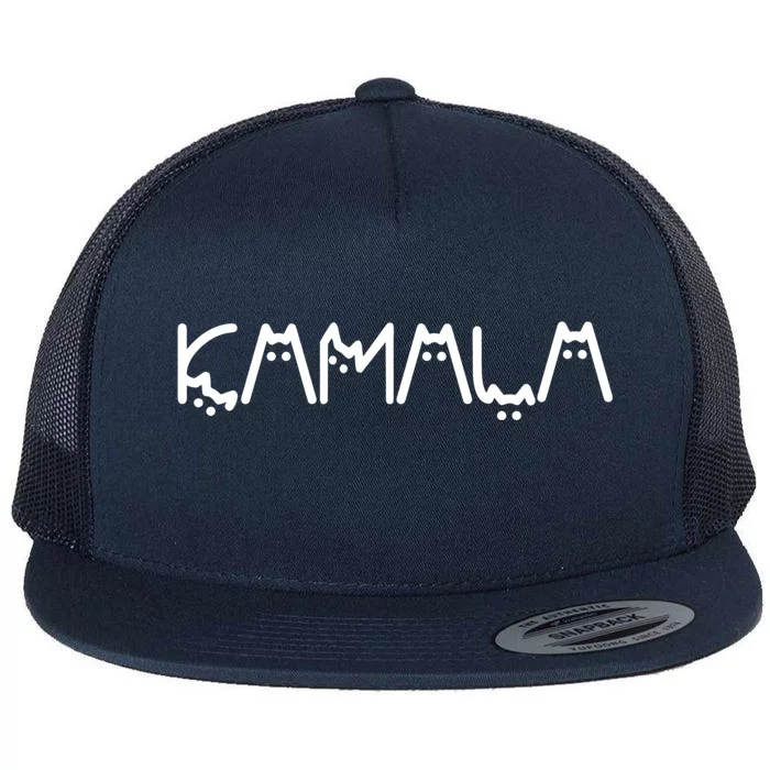 Kamala Cats Feminist Gift Flat Bill Trucker Hat