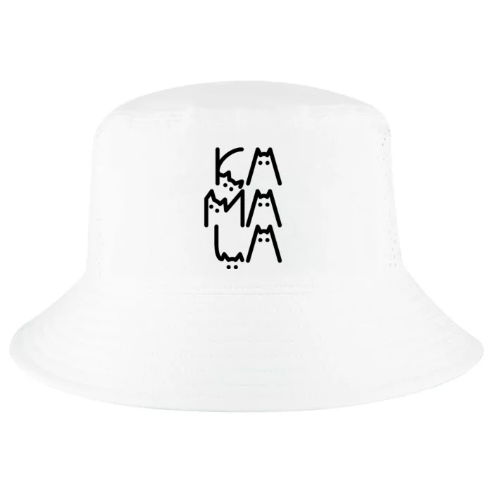 Kamala Cat Funny Text Harris Walz 2024 Cool Comfort Performance Bucket Hat