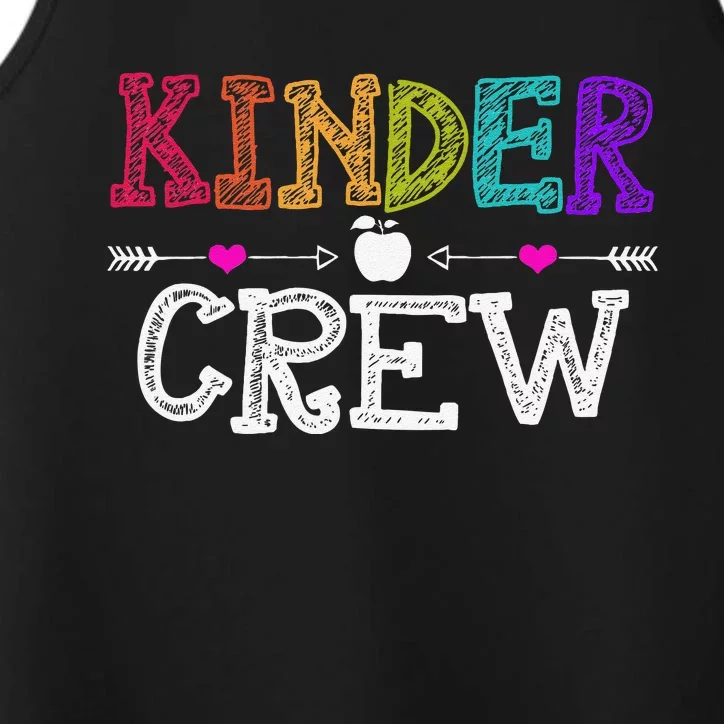 Kinder Crew Funny Kindergarten Teacher 1st Day Of School Performance Tank