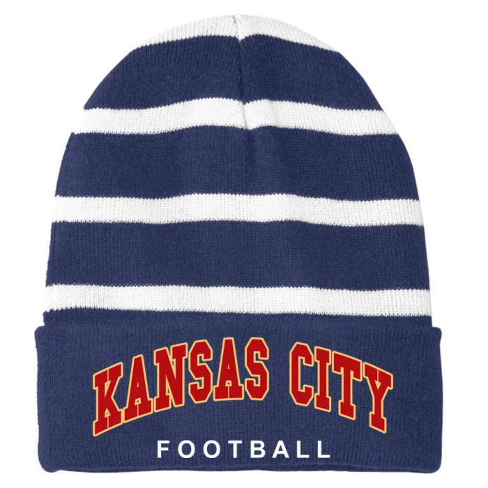 Kansas City Football Striped Beanie with Solid Band