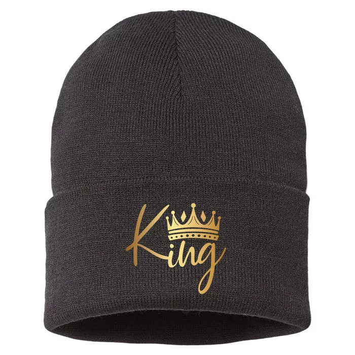 King Crown Gold funny birthday Sustainable Knit Beanie