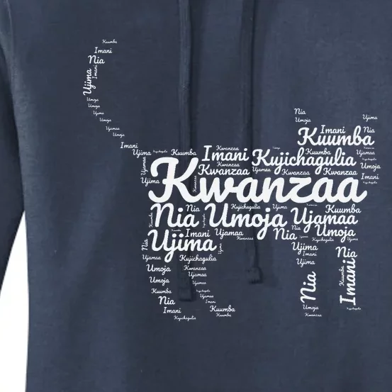 Kwanzaa Cat Graphic 7 Principles African American Holiday Women's Pullover Hoodie