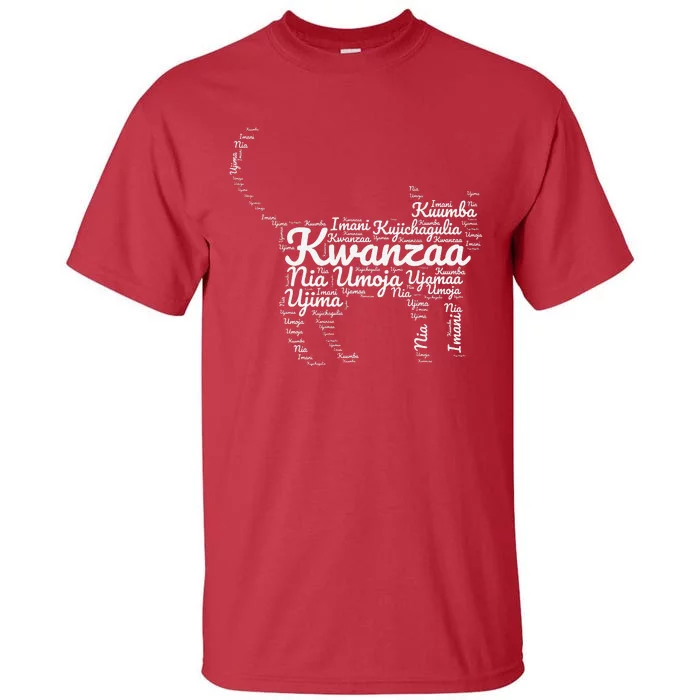 Kwanzaa Cat Graphic 7 Principles African American Holiday Tall T-Shirt