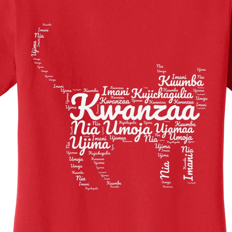 Kwanzaa Cat Graphic 7 Principles African American Holiday Women's T-Shirt