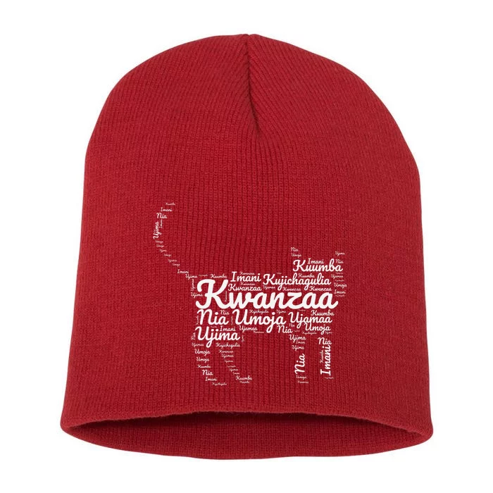 Kwanzaa Cat Graphic 7 Principles African American Holiday Short Acrylic Beanie