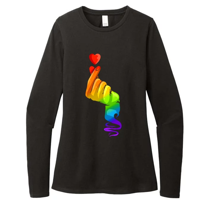 Kpop Colorful Hand Finger Heart Lgbtq Pride Month Gift Womens CVC Long Sleeve Shirt