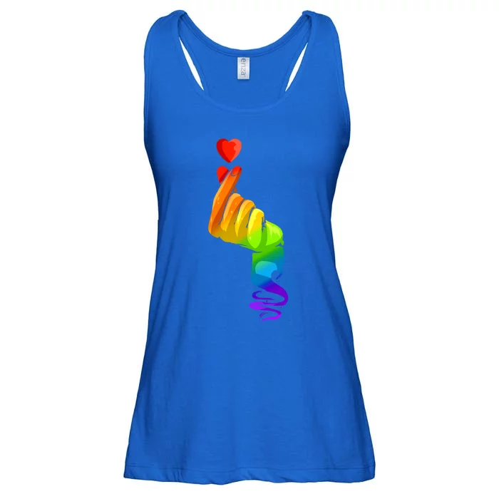 Kpop Colorful Hand Finger Heart Lgbtq Pride Month Gift Ladies Essential Flowy Tank