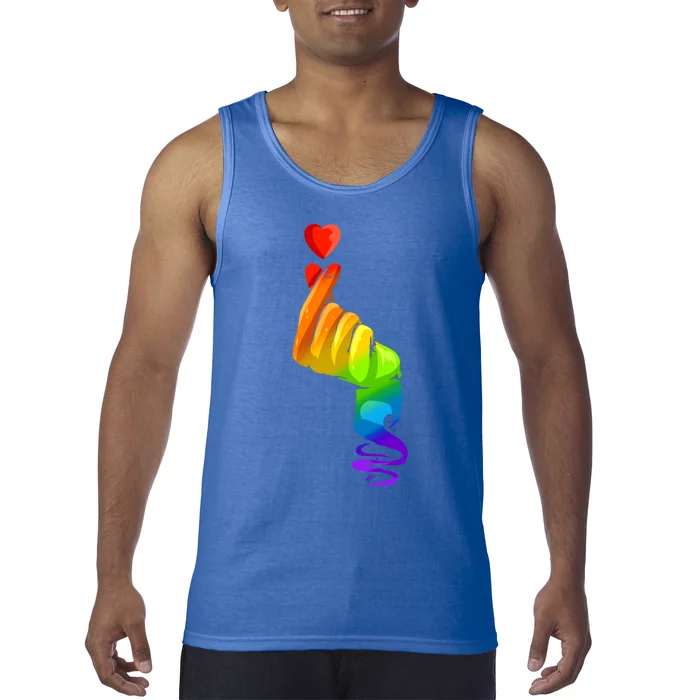 Kpop Colorful Hand Finger Heart Lgbtq Pride Month Gift Tank Top