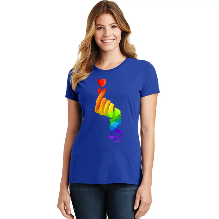 Kpop Colorful Hand Finger Heart Lgbtq Pride Month Gift Women's T-Shirt