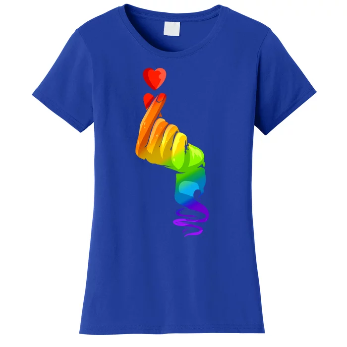 Kpop Colorful Hand Finger Heart Lgbtq Pride Month Gift Women's T-Shirt