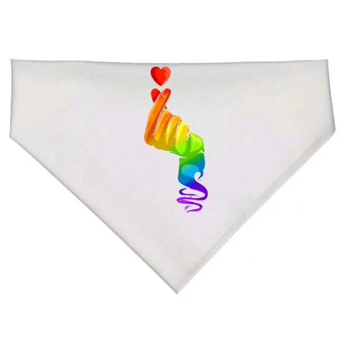 Kpop Colorful Hand Finger Heart Lgbtq Pride Month Gift USA-Made Doggie Bandana