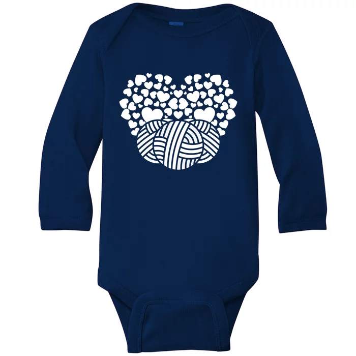 Knit Crocheter Heart Yarn Knitter Crocheting Lover Knitting Gift Baby Long Sleeve Bodysuit